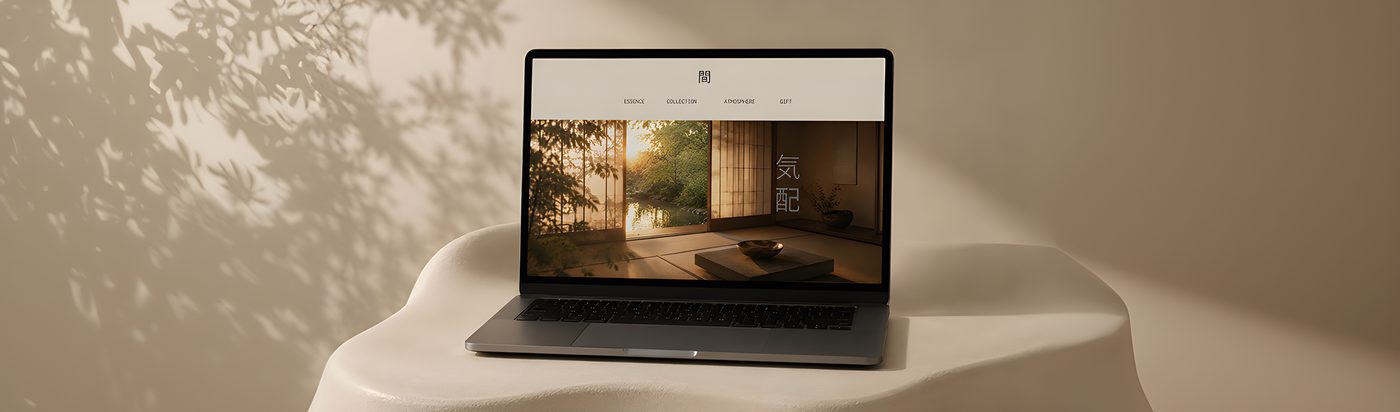 MA fragrance brand website shown on a laptop